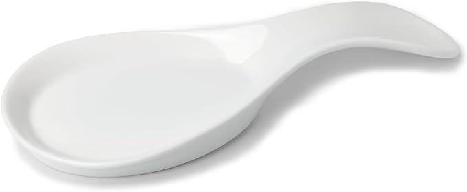 GDCZ Porcelain Spoon Rest - Large Spoon Holder Utensil Rest for Kitchen Counter Stove Top, Dishwasher Safe (White)