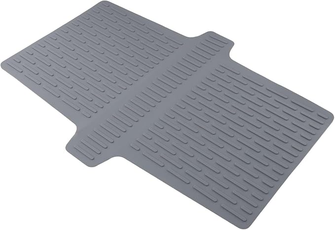 Silicone Kitchen Sink Divider Mat Heat Resistant Counter Protection Pad Double Basin Bridge Mat Dishwasher Safe Non-Slip Dish Drying Rack Between Sinks 17.6x12.8(Grey)