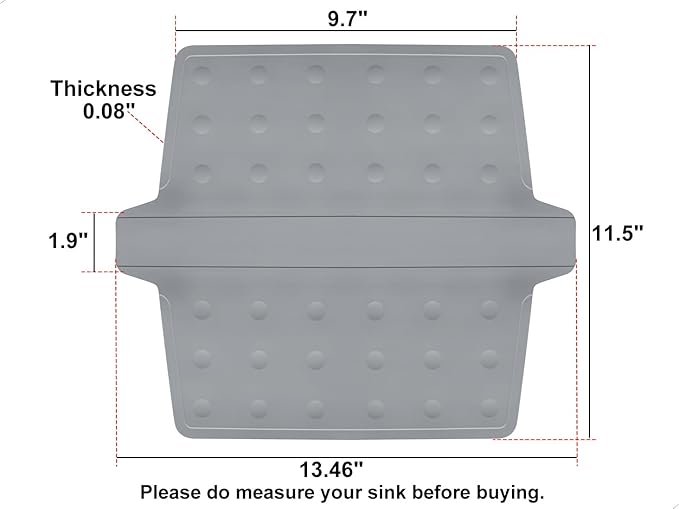 Sink Saddle, Divider Protector Mat, Kitchen Sink Mat, No Smell, No Stains, Ultra Soft, 13.46" x 11.5"