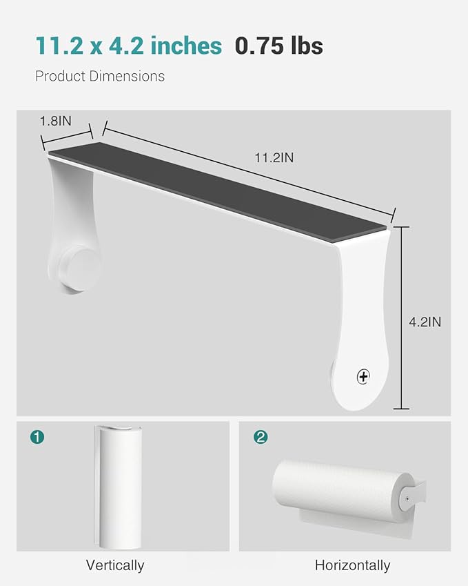 PAROTO Magnetic Paper Towel Holder for Fridge, White Paper Towel Holder for Kitchen, Strong Magnet for Refrigerator, RV, Garage, BBQ, No Drilling, Kitchen & Bathroom Organizers and Storage
