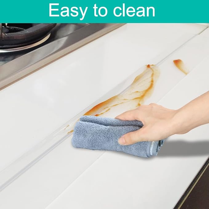 Stove Counter Gap Cover, Kitchen Silicone Oven Gap Filler – 25 Inches Countertop Strips Gap Guard, Easy to Clean (Clear)
