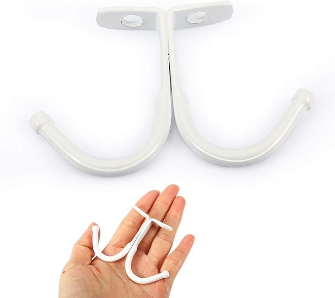 Picowe Set of 6 Double Prong Ceiling Hook Under Shelf Coat Hooks Bathroom Towel Bedroom Robe Hook for Hanging Baseball Cap, Coat, Clothes and Jewelry (White)