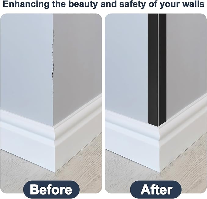10PCS 48" Black Metal Corner Protectors, Aluminum Self Adhesive Corner Guards, Metal Wall Edge Protector Strip, Furniture Corner Protectors, Wall Cabinet Baseboard Decoration 48" x 1"