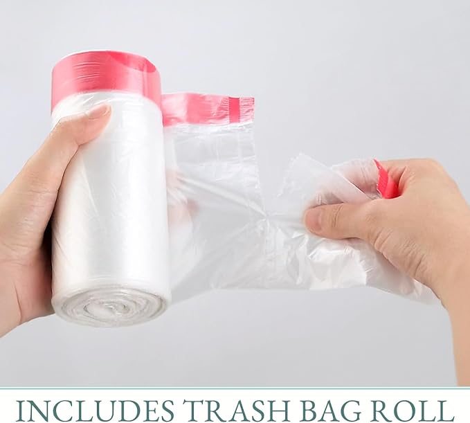 Extra Large Bag Dispenser, Trash Bag Dispenser in Plastic Material and Bamboo Lid, Kitchen Organizer, Bags Roll Included, Beautiful and Decorative.