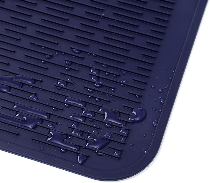 Silicone Dish Drying Mat for Multiple Usage,Easy clean,Eco-friendly,Heat-resistant Silicone Mat for Kitchen Counter or Sink,Refrigerator or Drawer Liner Navy Blue 2XL 24 inches x 18 inches