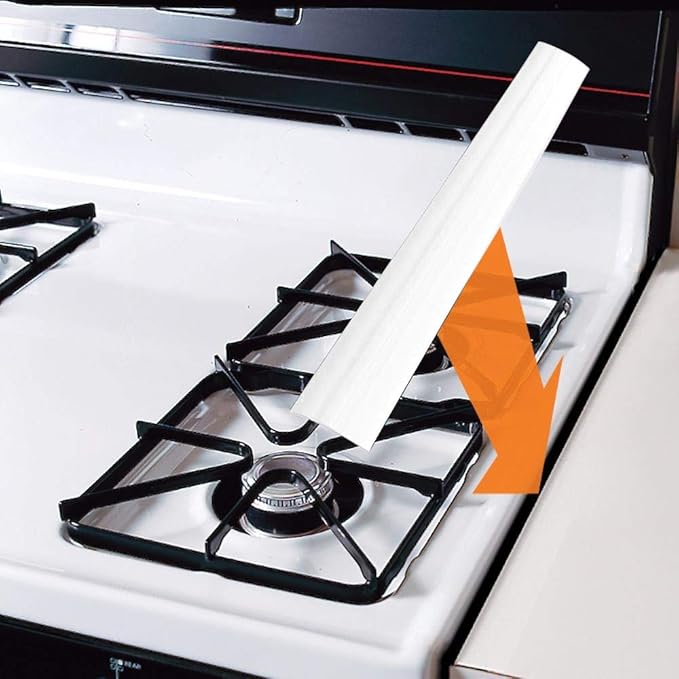 Kitchen Silicone Stove Counter Gap Cover with Heat Resistant Wide & Long Gap Filler Used for Protect Gap Filler Sealing Spills in Kitchen Counter, Stovetops2 Pack, White, 21 Inch)