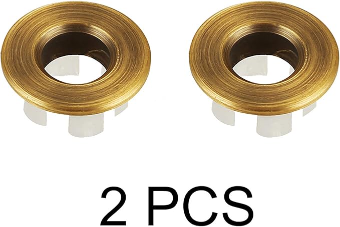 Sink Basin Trim Overflow Cover Brass Insert in Hole Round Caps Antique Brass 2 PCS