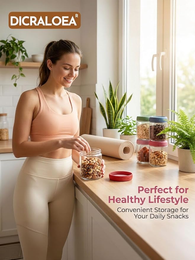 16oz 4Pack Glass Overnight Oats Jars Containers with Airtight Leakproof Lids, Reusable Mason Jars for Meal Prep, Yogurt Parfaits, Smoothies, Salads & Healthy Breakfasts (16 OZ-4-1)