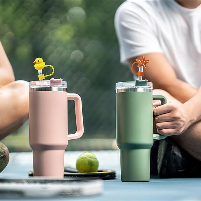 11Pcs Straw Cover for Stanley Cup, Silicone Straw Topper for Stanley Cup 30&40oz with Tumblers, 10mm 0.4in Lid Accessories (Reusable)