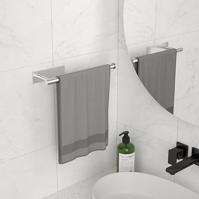 Paper Towel Holder Under Cabinet, Self-Adhesive,No Drilling, Stainless Steel, Wall-Mounted for Kitchen and Bathroom, Easy Install, Durable, Space-Saving, Ideal for Home, RV (Sliver, 2 Pack)
