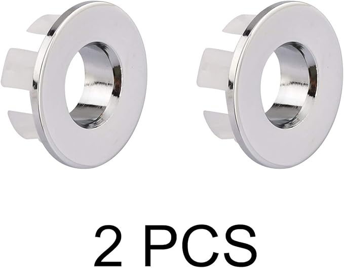 Sink Basin Trim Overflow Cover Brass Insert in Hole Round Caps Chrome 2 PCS