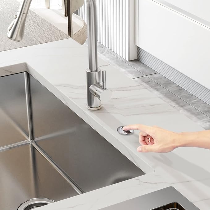 RQYEKDO Garbage Disposal 2.5" Air Switch Kitchen Sink Top Long Stainless Steel Brushed Nickel Long for Food and Waste Disposal On/Off Air Button Parts Gold