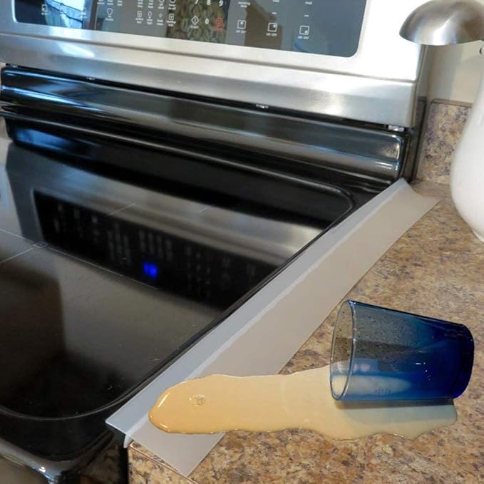 Silicone Kitchen Stove Counter Gap Cover Long & Wide Gap Filler (2 Pack) Seals Spills Between Counters, Stovetops, Washing Machines, Oven, Washer, Dryer - Heat-Resistant and Easy Clean (White)