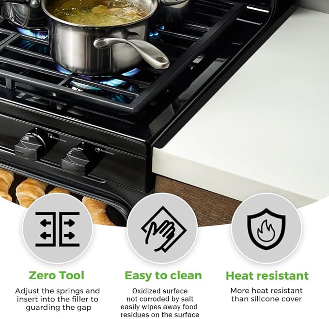 Stove Gap Covers,Stove Gap Filler, Range Trim Kit, Stove Gap Guards, Heat Resistant and Easy to Clean (Aluminum Black 23.4 in.)