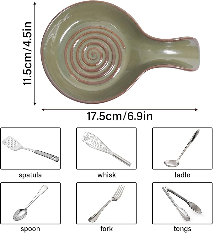 JINIHFW Spoon Rest for Kitchen, Ceramic Spoon Holder for Stove Top, Cooking Spoon Holder,Kitchen Spoon Rest,Heat Resistant Utensil Rest for Countertop,1 PCS