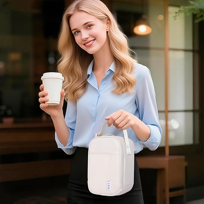 NOL Natural Organic Lifestyle Insulated Lunch Bag for Adult - Snack Bag Lunch Cooler Bag Soft Lunch Tote Bag for Work, Cream