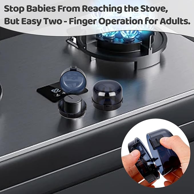 10PCS Stove Knob Covers for Child Safety Gas Stove Knob Locks Covers with Strong Adhesive Oven Knob Covers for Child Safety Prevent Kids Pets from Turning on Stoves(L)