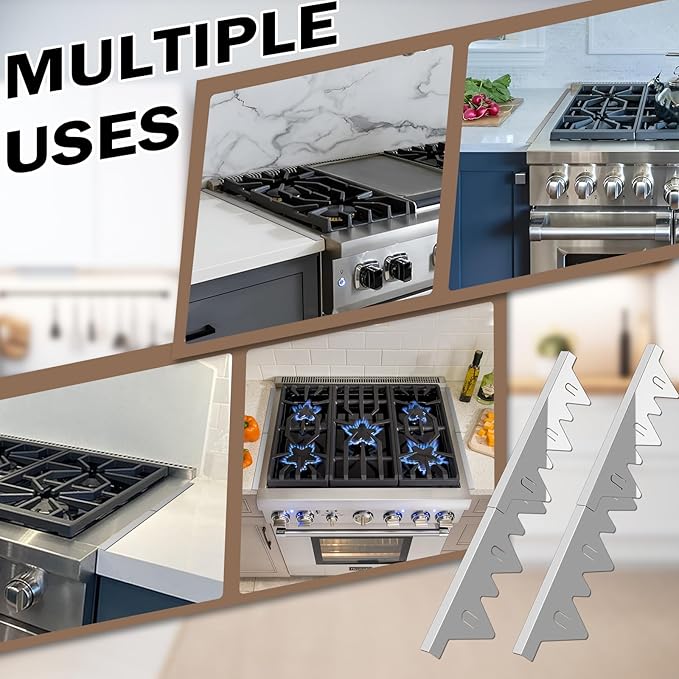 Stove Gap Covers Stainless Steel, 2Pack Retractable Length 13.8" to 27.5" Width 0.79", Heat-Resistant Stove Gap Filler & Range Trim Kit for Gaps Between Stove Top & Counter-Silver