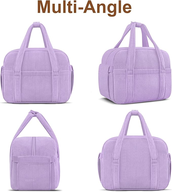 KUBYA Corduroy Lunch Box Lunch Bag for Women Men, Cute Strawberry Small Insulated Reusable Work Leakproof Simple Lunch Boxes Tote Bag Adults Cooler Bag