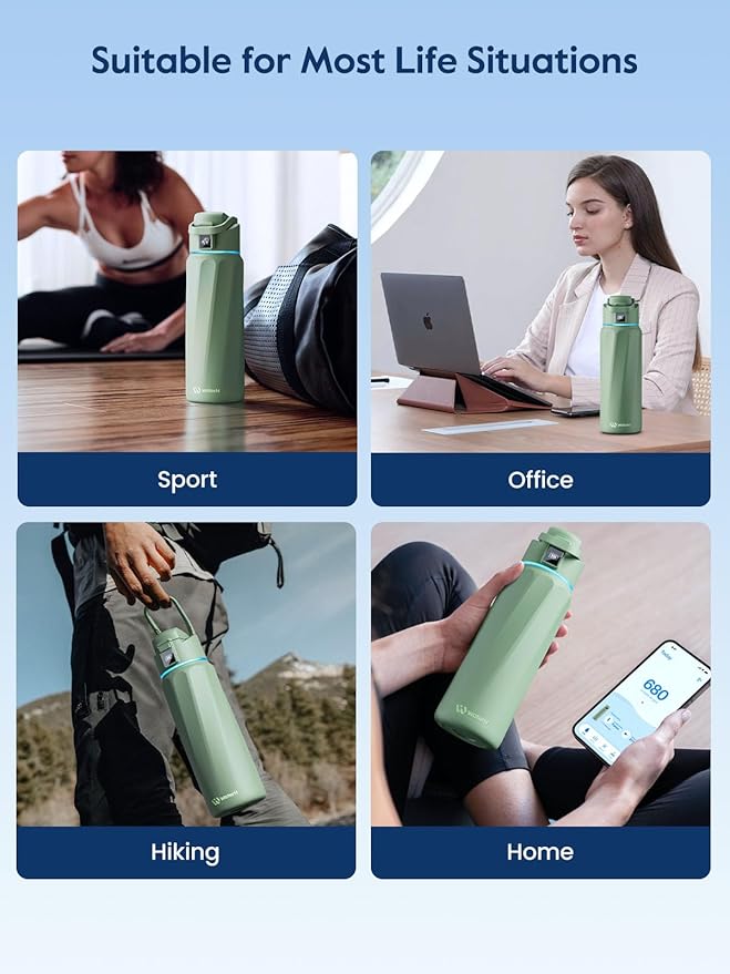 BOOST Smart Water Bottle with Reminder & Tracker, Double Wall Vacuum Insulated Bottles Stainless Steel, 32oz BPA-Free Wide Mouth for School, Gym, Office, Ideal for Father's Day