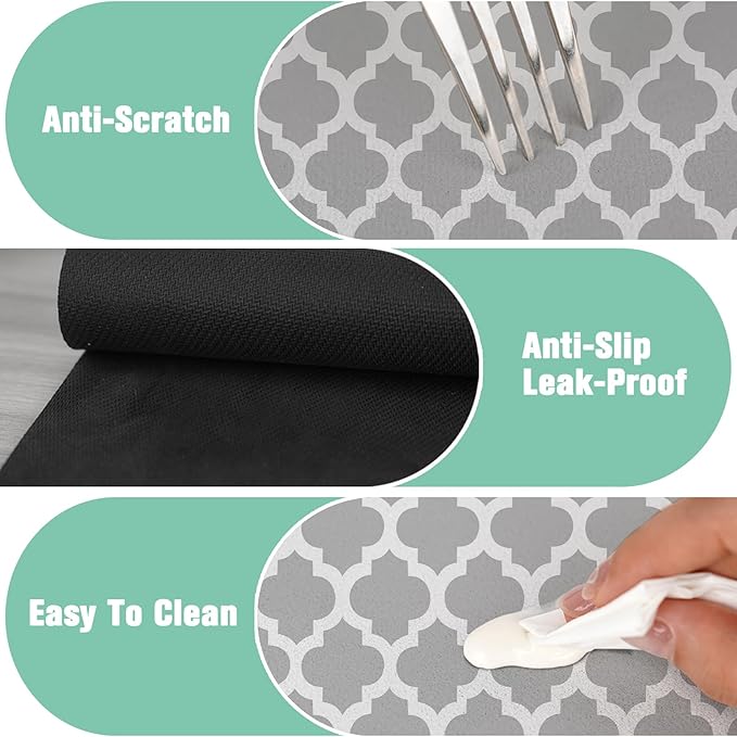 2 Pack Kitchen Sink Splash Guard Faucet Mat 24" X 5.5" Geometry Absorbent Fast Drying Mat Faucet Draining Mat Sink Splash Guard Behind Faucet Drip Catcher for Kitchen Bathroom