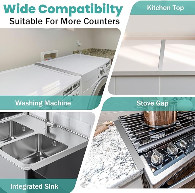 Stove Gap Covers Stainless Steel Stove Gap Filler,13.8'' to 27.5'' Adjustable Length (2PCS),Oven Stove Side Gap Guards Between Stove top and Counter for Kitchen,Range Trim Kit,Heat Resistant,Silver