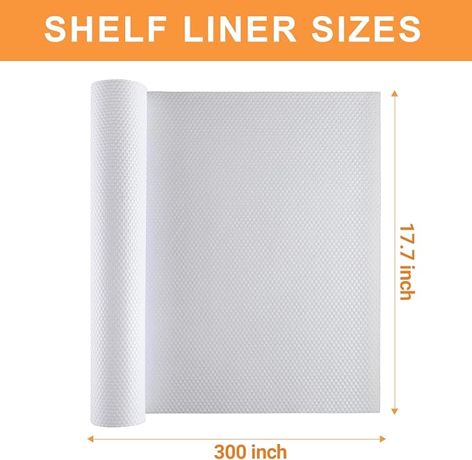 FLPMIX Shelf Liner White - Non-Adhesive Shelf Liners for Kitchen Cabinets, Waterproof Cabinet Liner, Easy to Cut Drawer Mat for Pantry, Cupboard Liner Washable 17.7" X300 Inch