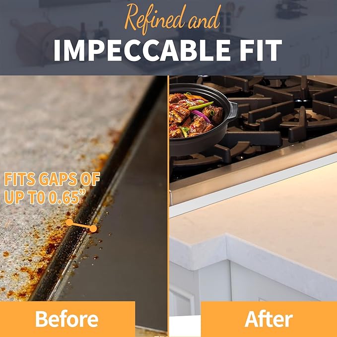 Upgrade 316 Stainless Steel Stove Gap Covers, 2 Pack Stove Gap Filler ALMCALS Stove Gap Guards Range Trim Kit Heat Resistant Oven Gap Filler Between Stovetop and Counter