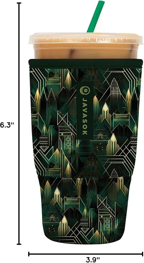 Sok It JavaSok Iced Coffee & Cold Soda Insulated Neoprene Cup Sleeve (City Limits, Large: 30-32oz)