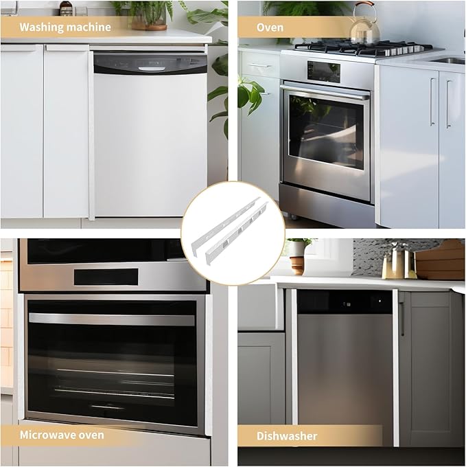 Stove Gap Covers 316 Stainless Steel,2 Pack 23.6-26" Trimmable Stove Gap Filler,Heat Resistant Stove Gap Guards,Between Stove and Counter Slide In Range Trim Kit for Kitchen,Silver