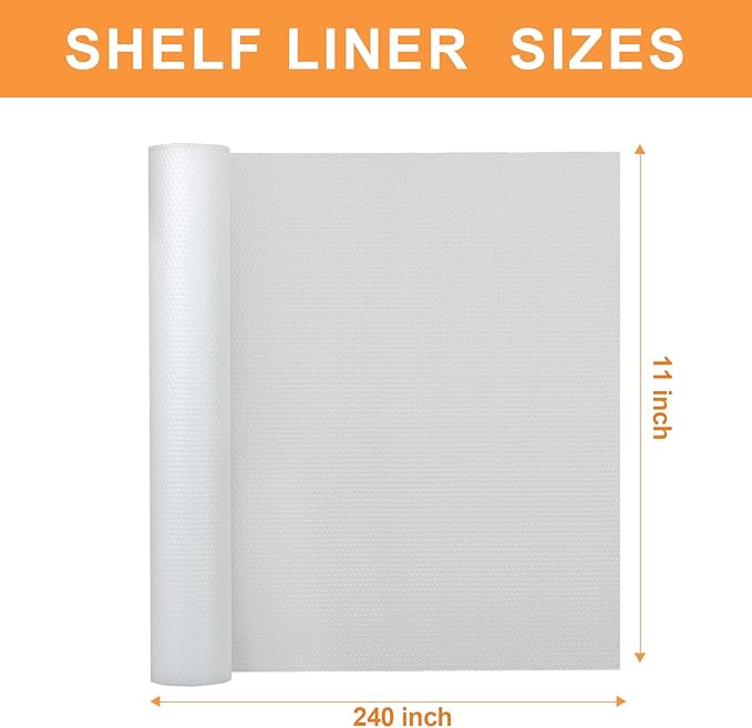 FLPMIX Clear Shelf Liners for Kitchen Cabinets - 11 Inch Width Easy to Cut Non-Adhesive Drawer Liner - Waterproof Pantry Liner for Refrigerator 11 × 240 Inch