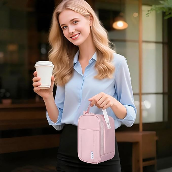 NOL Natural Organic Lifestyle Insulated Lunch Bag for Adult - Snack Bag Lunch Cooler Bag Soft Lunch Tote Bag for Work, Pink