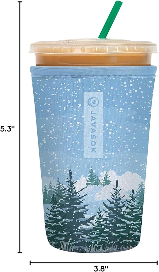 Sok It JavaSok Iced Coffee & Cold Soda Insulated Neoprene Cup Sleeve (Winter Wonderland, Medium: 22-28oz)
