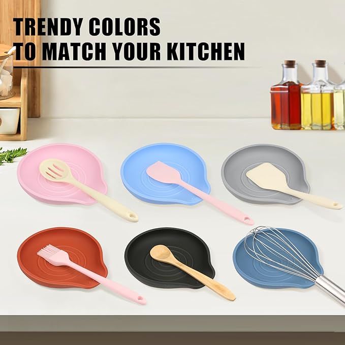 Silicone Spoon Rest for Stove Top - BPA-Free, Heat-Resistant Spoon Holder - Spoon Rest for Kitchen Counter - Large Cooking Utensil Rest for Spoons, Spatulas, Ladles or Tongs - Black