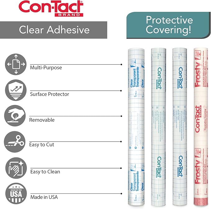 Con-Tact Brand Creative Clear Covering, Versatile and Self-Adhesive Shelf Liner, Semi-Transparent Privacy Film, Protective Clear Vinyl, 18'' x 16', Frosty Diamonds
