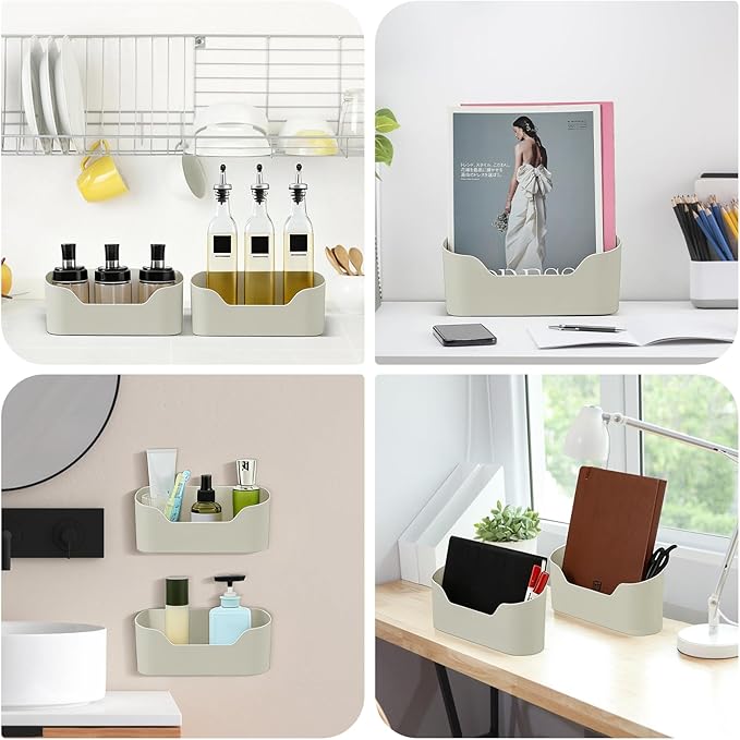 2 Pack Lid Organizers Inside Cabinet, No Drilling Adhesive Over Door Organizer, Cabinet Door Organizer Bin Holder Caddy, Over Cabinet Organizer Storage Lid Organizer for Kitchen(Grey)