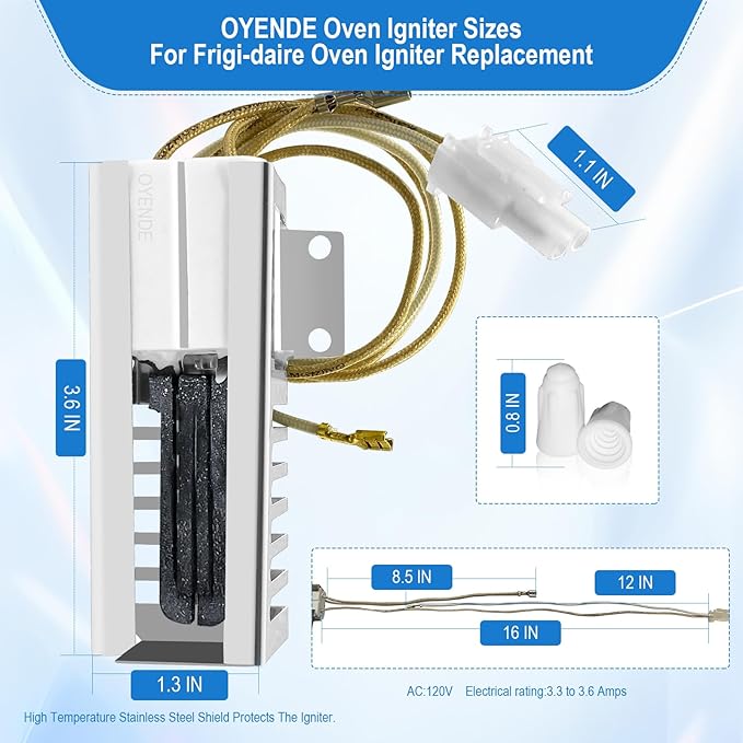 5304509706 Gas Oven Igniter, 316489402 for Frigi-daire Oven Igniter Replacement, for Frigi-daire Oven Igniter Ken-More Compatible with norton-501a, WB2X10016, 316489408, PS12071409, AP6230715, Etc.