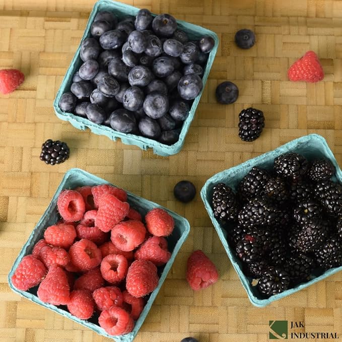 45 Half Pint Berry Basket – Pulp Fiber Vented Produce Container – Bulk Package of Mini Baskets for Displaying Fruit and Vegetables at Farmer’s Markets