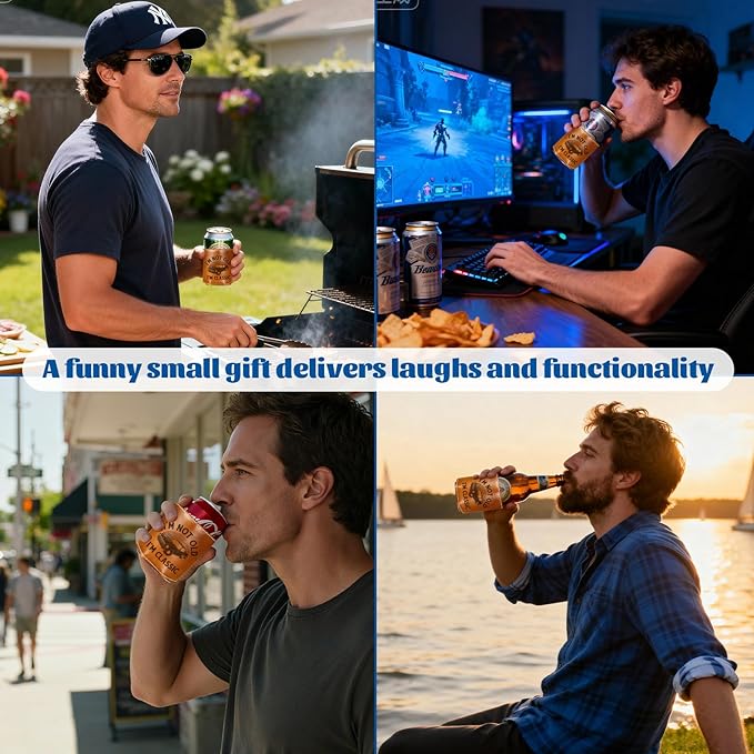 Ftahers Day Gifts for Dad from Daughter Son,Funny Gifts for Grandpa Men,Mens Birthday Gag Cool Retirement Christmas Gifts for Him Husband,Leather Can Cooler Sleeve Holder for Soda