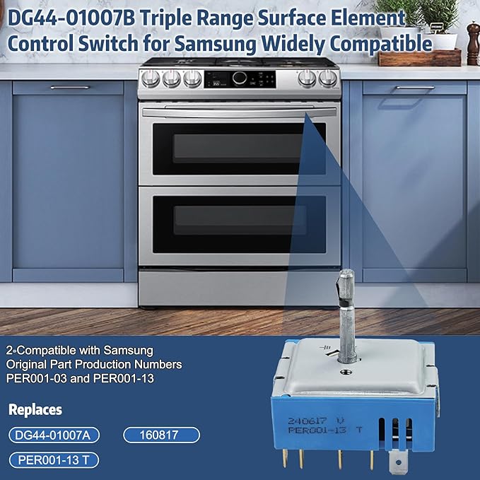 DG44-01007B PER001-13 T DG44-01007A Triple Burner Switch, For Samsung Infinite Switch, Replace For Dg44-01007b, Dg44-01007a, 160817, Per001-13 T Per001-03 T For Samsung Stove Replacement Part