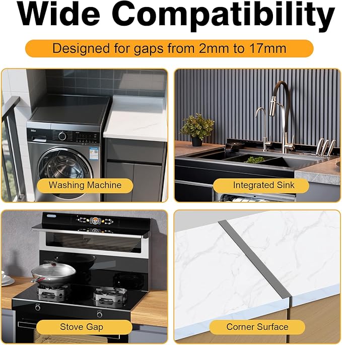 Stove Gap Covers Stainless Steel, 2 Pack Stove Gap Filler Oven Gap Filler, Adjustable Length 13.8" to 27.5", Heat Resistant & Easy Clean, Stove Counter Gap Cover for Kitchen Countertops Oven, Black