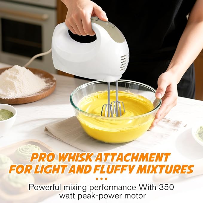 Showvigor Electric Hand Mixer, 5-Speed Handheld Mixer with Stainless Steel Whisk & Beaters, Lightweight Portable Kitchen Mixer for Baking, Mixing, and Cooking
