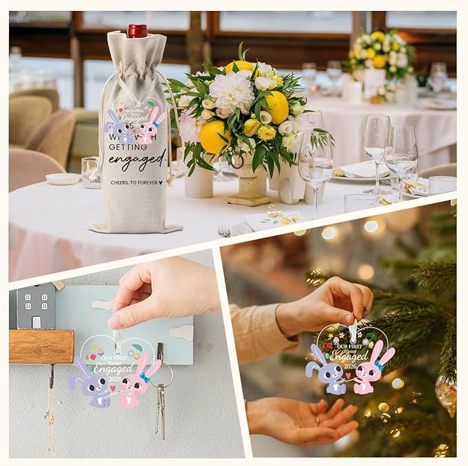 Easter Engaged Gift Engagement Gifts for Couples Her Easter Engagement Party Decorations Gifts for Engaged Couple Wine Bag Acrylic Bunny Ornament 2026