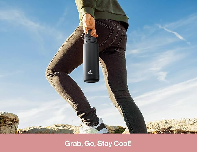 POWCAN 32 oz Insulated Water Bottle with 2-in-1 Straw and Spout Lid, Keep Cold 24H, Leak-Proof, BPA-Free, Double Wall Stainless Steel Water Bottle for Sports, Gym, Travel, Gift, Home (Rosy Bouquet)