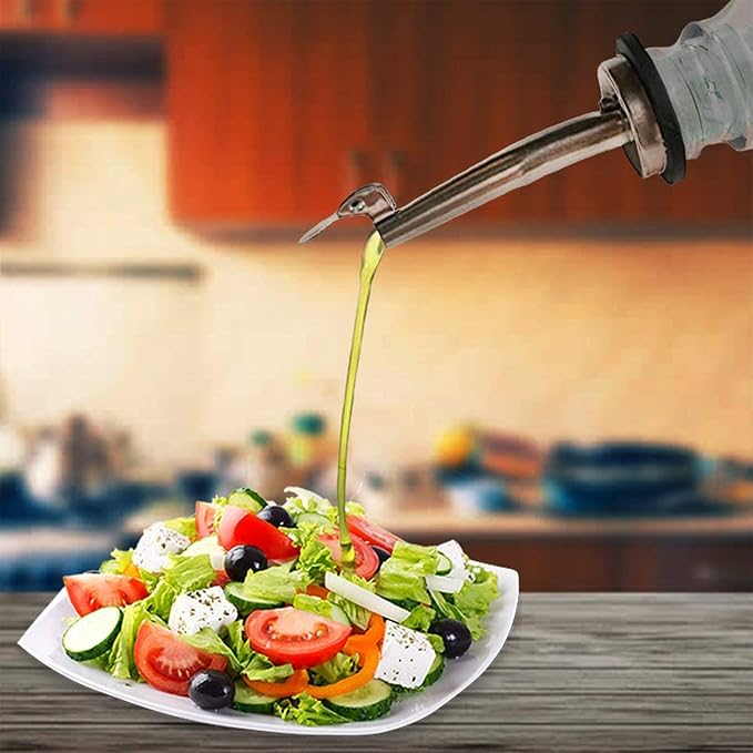 6 Pcs Oil Spout Liquor Bottle Pourer Spouts Stainless Steel Speed Pour Spouts for Olive Oil Dispenser Spout for About 3/4" Bottle Mouth, with Flip Top