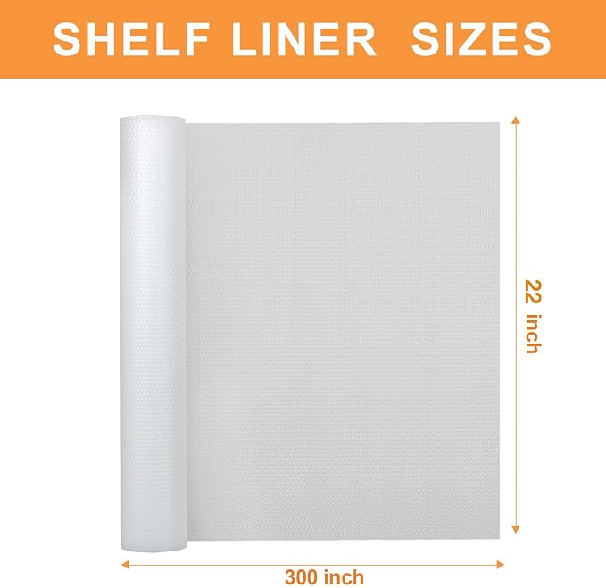 FLPMIX Large Cabinets Shelf Liner: 22" x 300" Clear Waterproof Under Sink Mat - Translucent Easy to Cut Non-Adhesive Cupboard Drawer Liner