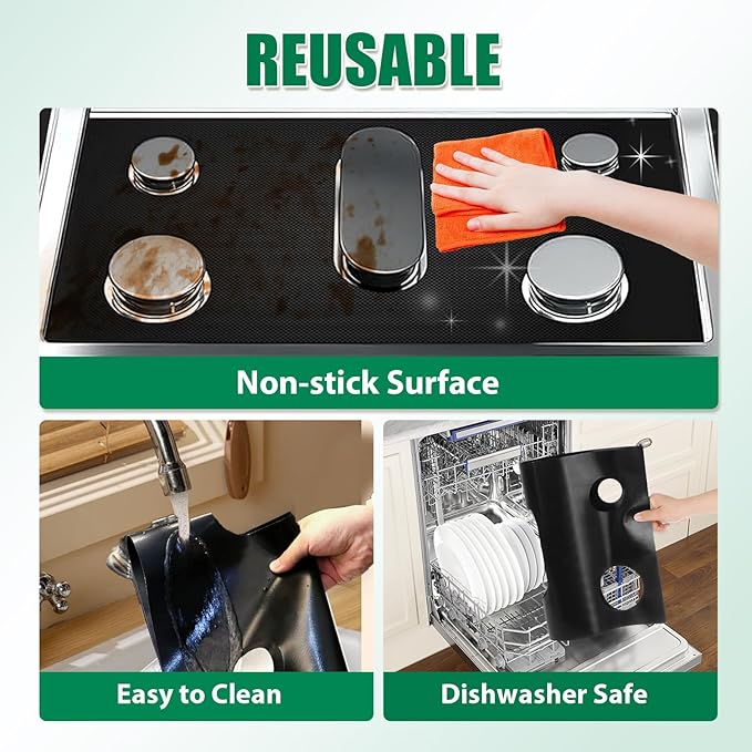 2Pcs Stove Guard for LG Gas Ranges Stoves, Stove Top Covers for Gas Burners - 5 Burner Reusable Gas Stove Protectors, Non-Stick & Washable (LDG4315/4313 LRG4115/4113 LDGL5825/5925...)