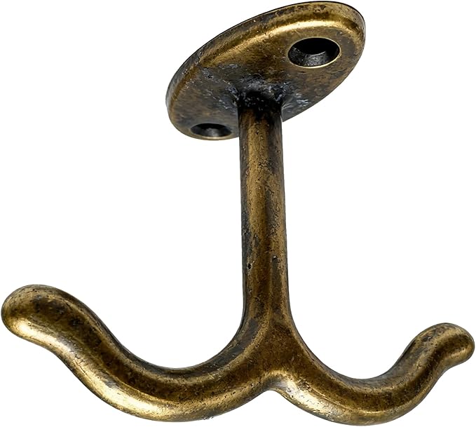 10 Pcs Zinc Alloy Ceiling Double Hook Cabinet Wardrobe Coat Towel Hat Hook Hooks Under Cabinet Shelf (Antique Bronze)
