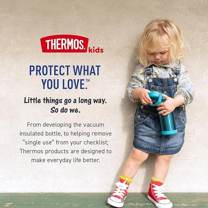 THERMOS FUNTAINER Water Bottle with Straw - 12 Ounce - Kids Stainless Steel Vacuum Insulated Water Bottle with Lid, Mandalorian The Child