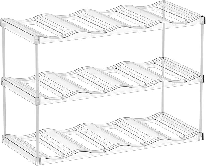 Stackable Water Bottle Organizer for Cabinet,3 Tier Water Bottle Holder for Stanley Yeti 40 oz Bottle Shelf,Clear Tumbler Storage Organizer,Wine Rack,Cup Organizer for Kitchen Cabinets Counter Pantry